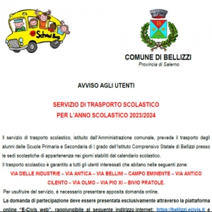 SERVIZIO DI TRASPORTO SCOLASTICO PER L’ANNO SCOLASTICO 2023/2024