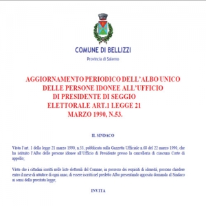 AGGIORNAMENTO ALBO UNICO PRESIDENTI DI SEGGIO ELETTORALE